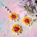 Artificial flower jewellery holud ornaments.