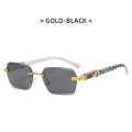 Rimless Marble Sunglasses Women Men  Fashion Ocean Gradient Square Sun Glasses Blue Pink Sunglass UV400. 