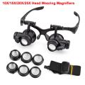NEWACALOX 10X/15X/20X/25X Portable Head Wearing Magnifying Glass 2 LED/8 Lens for Jewelry Watchmaker Close Work Magnifiers. 