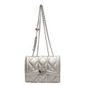 Bag new women's bag solid color fragrance wind rhombic chain armpit small square bag 2023 Korean version heart clasp single shoulder diagonal bag.