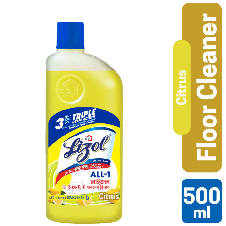 Lizol Disinfectant Floor & Surface Cleaner 500ml Citrus, Kills 99.9% Germs