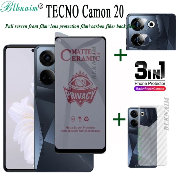 BLKNAIM%203in1%20Privacy%20Screen%20Protector%20for%20Tecno%20Camon%2020%20Tempered%20Glass%20for%20Tecno%20Camon%2020%20Lens%20Film%20-%20Image%202