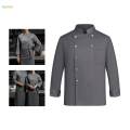 Chef Jacket Waiter Gray Wear Resistant Chef Coat for Kitchen XL.