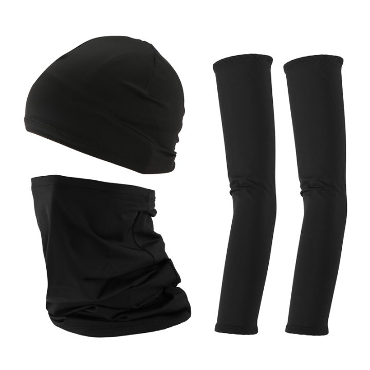 UV Protection Neck Gaiter Face Cover Ice Silk Cooling Arm Sleeves Skull Cap Set for Women Men Cycling Hiking