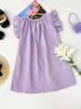 Kid’s Young Girl’s Fashionable Dress with Solid.