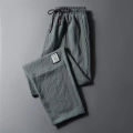 Men Linen Cropped Pants Summer Thin Breathable Straight High Waist Casual Cropped Pants. 