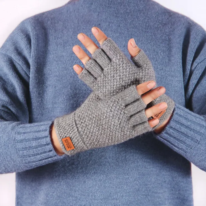 1%20Pair%20Winter%20Gloves%20For%20Men/women%20%20(Free%20Size)%20Warm%20Wool%20Fingerless%20Gloves%20Driving%20Bike%20Cycle%20Sports%20Half/Full%20Finger%20Touchscreen%20Writing%20Thick%20Elastic%20Gloves%20-%20Image%209