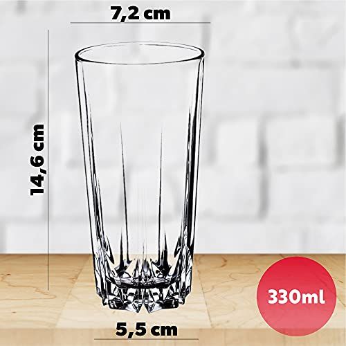 Transparent Design Drinking Water Glass / Tall Glass Kacher panir glass (6 pieces)-50T