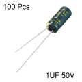 1uF/50V Radial Electrolytic Capacitor (100pcs). 