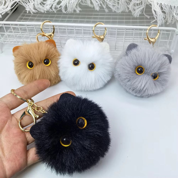 Cute Plush Keychain Cartoon Cat Toy Pendant Keyring For Women Bag Ornament Car Key Chain Lovely Girls Gifts Accessories