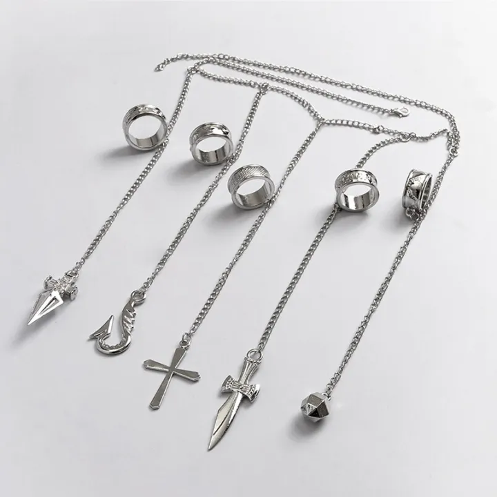 Cartoon%20Hunter%20X%20Saber%20Kurapika%20GON%20FREECSS%20Killua%20Zoldyck%20Cosplay%20Costume%20Props%20Metal%20Ring%20Accessories%20Alloy%20Chain%20Man%20Ring%20-%20Image%202
