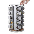 Set of 20 Spice Jars | Round Spice Rack |  Seasoning Dried Herbs Storage Organization | Stainless Steel Rotating Countertop Spice Holder Shelf for Kitchen Cabinet Organizer. 