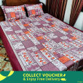 King size Bedsheet with Pillow cover Chador set 7.5×8.25 feet Full cotton fabric  Purple , Brown. 