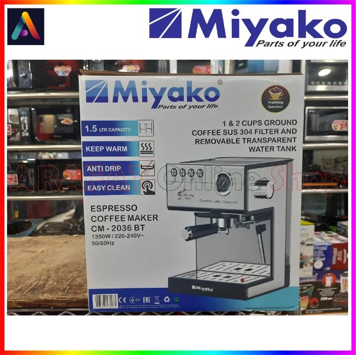 Miyako Electric Espresso Coffee Machine | Miyako Electric Espresso Coffee Maker | Model : CM-2036BT