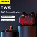 Awei T29 Pro Bluetooth 5.1 IP67 Waterproof TWS Gaming Earbuds With RGB Color Lighting Charging Case. 