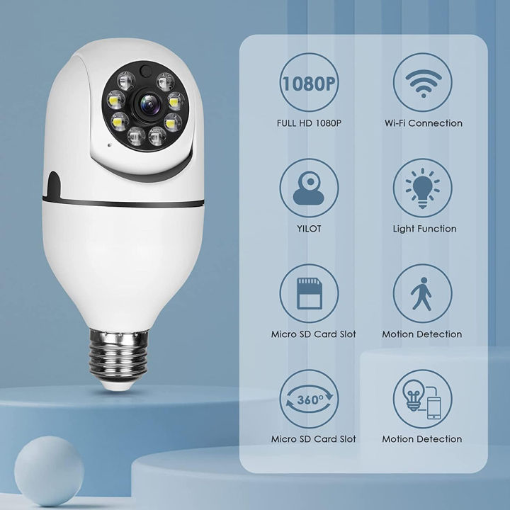 Wifi%20Wireless%20Light%20Bulb%20Camera%202%20Megapixel%20E27%20360%20Degree%20HD%20(V380%20Pro)%20-%20Image%204