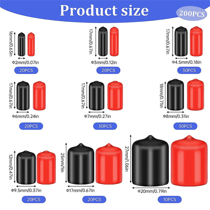 200%20Pieces%20Rubber%20End%20Caps%20Flexible%20Screw%20Cap%20Covers%20Plastic%20Screw%20Caps%20In%209%20Size%20-%20Image%203