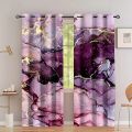 2panels Nordic Golden Leaf Marble Digital Printing Curtain Grommet Top Curtain Living Room Bedroom Kitchen Office Home Decor. 