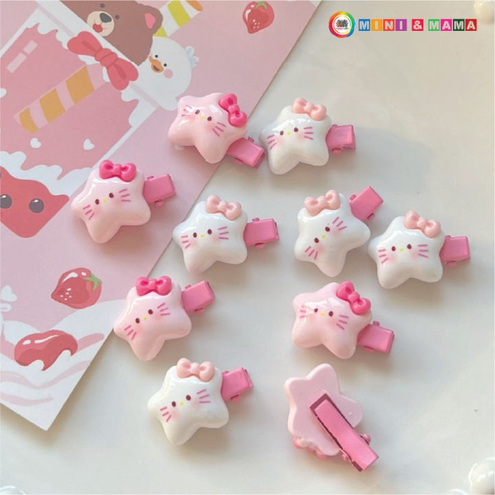 New Cute Cartoon White Pink Star Hair Clip Hair Clips For Girls Women Hair Accessories