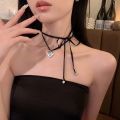 Girls' Generation, Han Suxi, the same double-layered sweet lace-up necklace, light luxury hot girl, love photo frame, pendant, necklace girl.