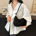 Cross-border women's simple temperament, gentle pleated bubble puff armpit bag, 2024 summer new one-shoulder cross-body cloud bag. 