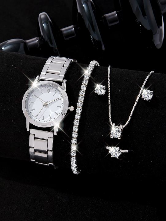 Fashionable%20Ladies'%20Silver%20Watch%20Set%20-%20New%206PCS%20Luxury%20Watch%20Collection%20for%20Women%20-%20Image%206
