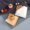 100pcs Triangle Shape Kraft Paper Packaging Sandwich Oilproof Doughnut Bread Hamburger Disposable Pouch Kitchen Party Restaurant-MINETTE. 