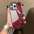 Olige Case For iPhone 11 12 13 14 15 Pro Max Marvel Cool and Trendy Personalized Laser High Grade Half Faced Spider Man Anti Drop phone case back cover. 