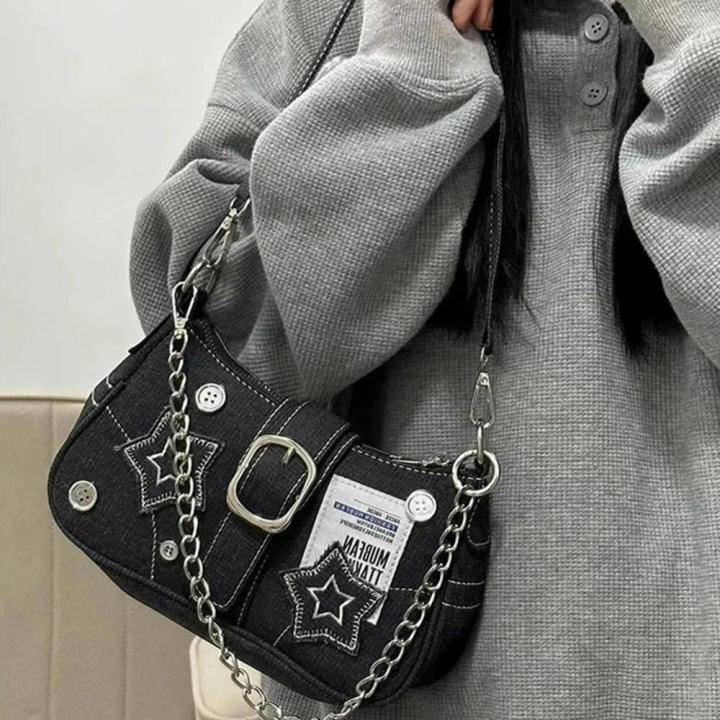 Fashion%20Y2K%20Women's%20Handbags%20Lightweight%20Cool%20Y2K%20Fashion%20Cowboy%20Underarm%20Bag%20Stars%20Pattern%20Tote%20for%20Streetwear%20Daily%20Use%20Teen%20Fashion%20Gift%20-%20Image%206