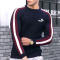 Men's Spring Summer New Waffle Pattern Shirt For Men Pullovers High-quality Casual Knitted Heavy Round Neck Top Tees.