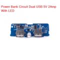 BLUE 2A Power Bank Circuit With LED Indicator & Flash Light Input DC 5V 2A Micro USB Socket Output DC 5V 2A 1A Dual USB & BMS Protection Lithium Battery 3.7V 14500 18650 Battery Mobile Smart Phone Charger Charging Module. 