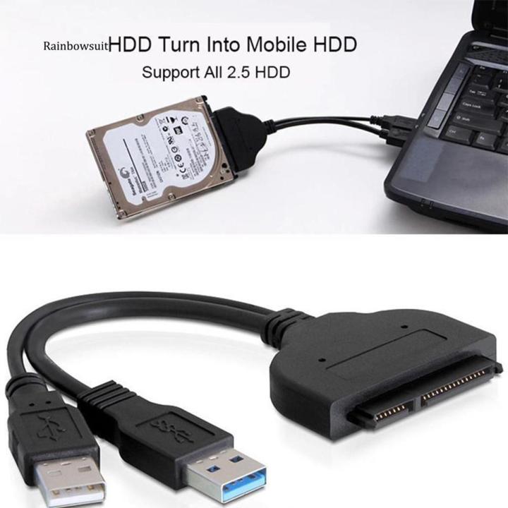 USB3.0 USB 3.0 to SATA 7+22Pin to USB2.0 Adapter Cable For 2.5 HDD Laptop Hard Disk Drive sata hard drive cable with power USB