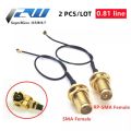 2-piece SMA / RP-SMA female to MHF4 IPEX IPX RF plug Pigtail cable for Mini 0.81mm PCI card intel WIFI Board 10cm 15cm 20cm 30cm.