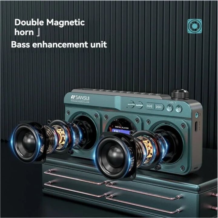 SANSUI%20F28%20Mini%20Elderly%20FM%20Radio%20Outdoor%20Wireless%20Bluetooth%20Speakers%20MP3%20Walkman%20Hi-fi%20Sound%20Quality%20LED%20Clock%20Lyrics%20Display%20TF%20-%20Image%202