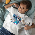 Disney White Outdoor Comfy Kids T-Shirts Stitch & Groot Creativity Popular Exquisite 3-12T High Quality Child T Shirts Hot Sell. 
