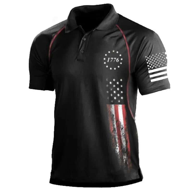1776 Independence Day Military Polo Shirt Men T-shirt American