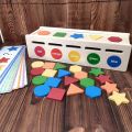 Montessori early childhood teaching aids, color and shape matching boxes, logical thinking training, coin operated cognitive puzzle toys for babies. 