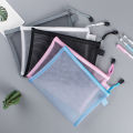 Pure Color Mesh Pencil Case Transparent Mesh Document Bag Zipper Stationery Bag Nylon Bag Office School Supplies.