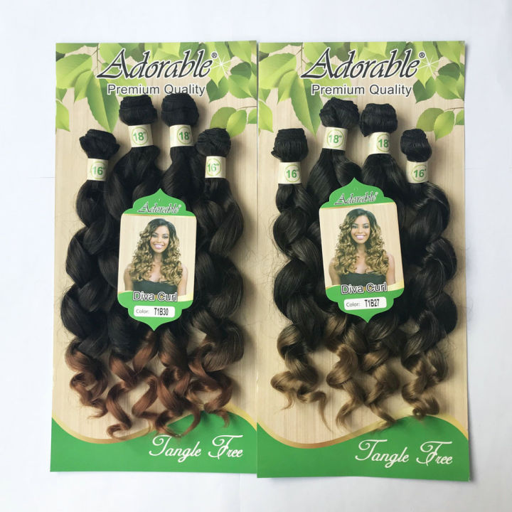 Adorable%204%20Bundles%20Loose%20Deep%20Synthetic%20Diva%20Curly%20Hair%20Extensions,Full%20Head%20Packet%20Hair%20Weaving%2016-18%20Inches%20Diva%20Curl%204PCS%20-%20Image%203