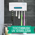 Ecocc【COD】 5 in 1 UV Light Ultraviolet Toothbrush Sterilizer Holder Automatic Toothpaste Squeezer Dispenser Home Bathroom Set High quality plug and play.