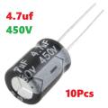 10Pcs- 4.7uF 450V Capacitor RADIAL Electrolytic Capacitor 4.7uF Capacitor 450V 4.7uF Polarized Aluminum Electrolytic 450V Capacitors 4.7uF 2 Pin Leads. 