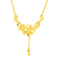 Ancient method sand gold twin flower clover flower leaf necklace does not fade for a long time, niche temperament design jewelry women's wholesale. 