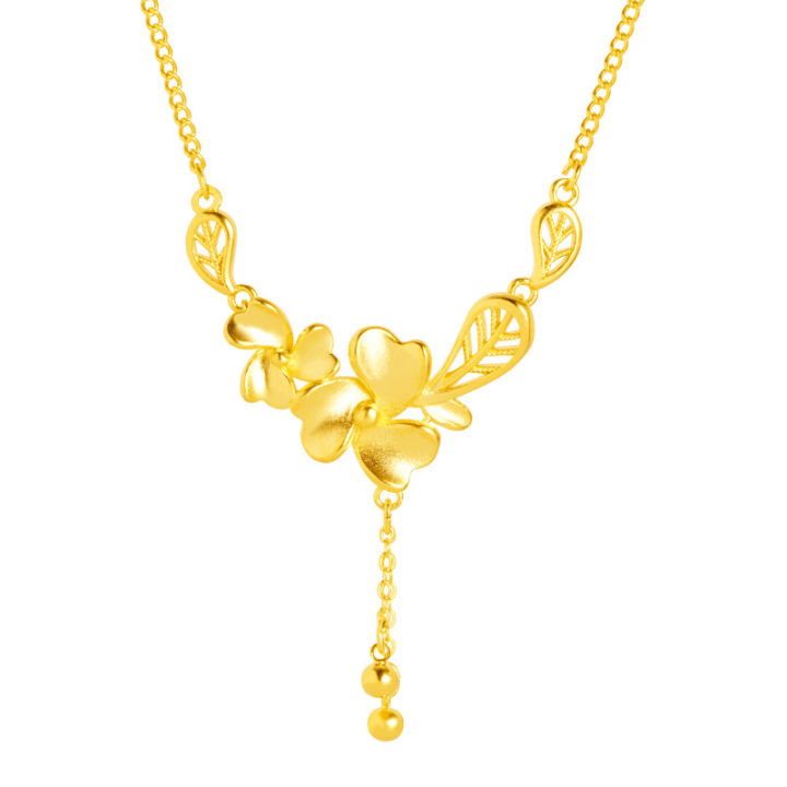 Ancient%20method%20sand%20gold%20twin%20flower%20clover%20flower%20leaf%20necklace%20does%20not%20fade%20for%20a%20long%20time,%20niche%20temperament%20design%20jewelry%20women's%20wholesale%20-%20Image%205