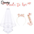 Bachelorette Party Bride To Be Bridal Shower Wedding Veil Headband Shoulder Strap Banner Set Wedding Party Decoration Supplies. 