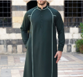 BLACK Simple Qatari Thobe for Men. 