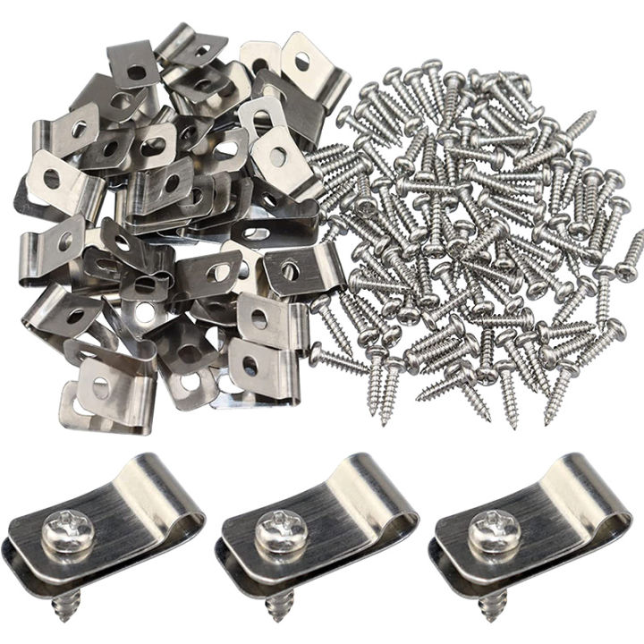 100 Pcs Fence Wire Clamps & Screws, Agricultural Fencing Mounting Clips Clamp For Mount 12-16 Gauge Welded Wire To Wood Sunlight Mall