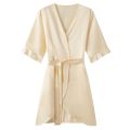 Delicate Allure: Ruffle Satin Robe for Effortless Bridal Relaxation.