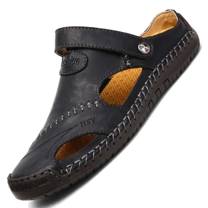 Summer%20Men's%20Sandals%20Men%20Leather%20Sandals%20Classic%20Roman%20Shoes%20Slipper%20Soft%20Outdoor%20Sneakers%20Beach%20Rubber%20Men%20Trekking%20Sandals%20-%20Image%203