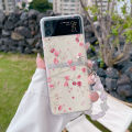 For Samsung Galaxy Z Flip 6 5 4 3 Case Floral Transparent Folding with Bracelet For Samsung Z Flip 3 5G ZFlip4 Hard Back cover. 