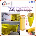Plastic Soft Stretch Yellow Wrap 14 inch 1 Roll 2 Kg Strong Stretch Wrap Cling Film for Food Packing / Luggage Packing / Box Wrapping etc. 